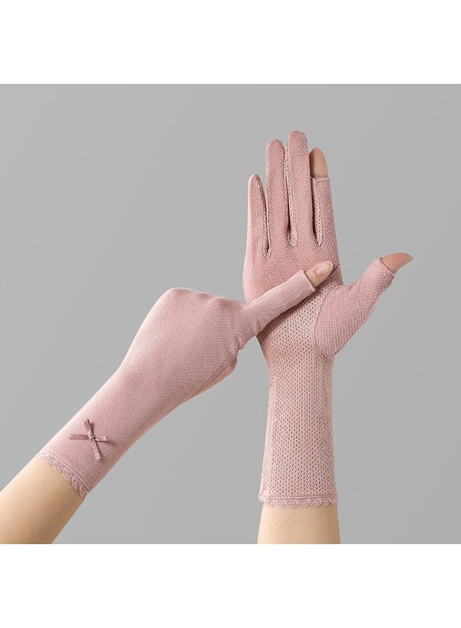 Women’s Driving Gloves Sun Protection Driving Gloves Non-slip Touchscreen Sunblock Mid-Length Cotton Gloves for Cycling Riding - Image 1